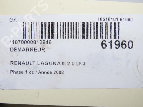 Used Starter Starter RENAULT LAGUNA III (BT0/1) 2.0 dCi (BT01, BT08, BT09, BT0E, BT0K, BT12, BT1C, BT1D,... (150 hp) 39893802 39893802