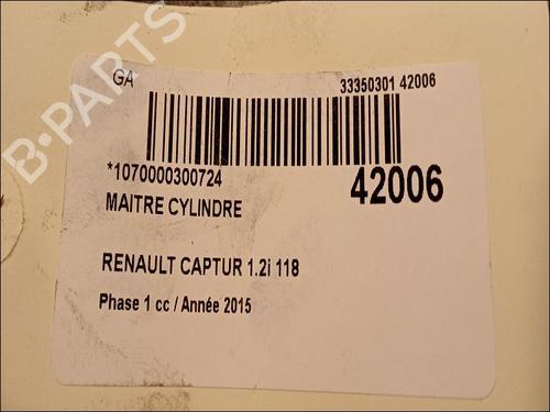 Used Brake master cylinder Brake master cylinder RENAULT CAPTUR I (J5_, H5_) 1.2 TCe 120 (120 hp) 9616556 9616556