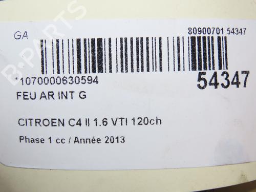 Left tailgate light CITROËN C4 II (NC_) 1.6 VTi 120 (NC5FS0, NC5FS9) | BP28802277C79 