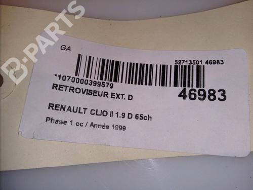 Right mirror RENAULT CLIO II (BB_, CB_) 1.9 D (B/CB0E, BB0J) | BP11241438C27 