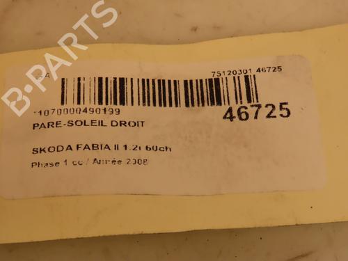 Used Right sun visor SKODA FABIA II (542) 1.2 (70 hp) 16758145