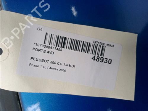 Right front door PEUGEOT 206 CC (2D) 1.6 HDi 110 | BP23176003C3 