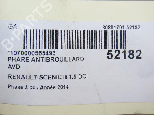 Used Right front fog light RENAULT SCÉNIC III (JZ0/1_) 1.5 dCi (110 hp) 28802222