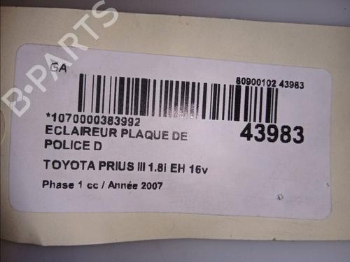 Used Licence plate light Licence plate light TOYOTA PRIUS Liftback (_W2_) 1.5 Hybrid (NHW20_, NHW20R) (112 hp) 14880613 14880613