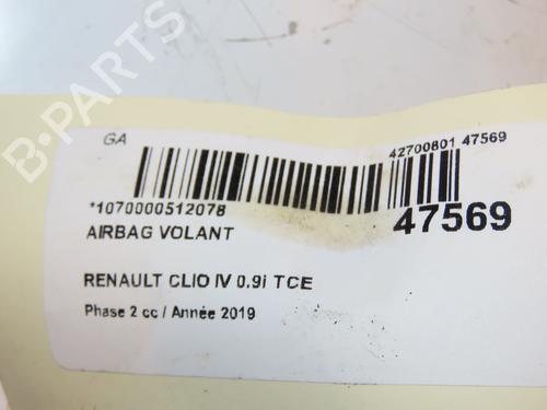 Used Driver airbag RENAULT CLIO IV (BH_) 0.9 TCe 90 (BHNF, BHMA, BHMH, BHJK, BHJR) (90 hp) 23175240