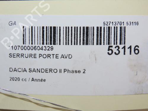 Used Front right lock DACIA SANDERO II 1.0 LPG (B8ML) (101 hp) 28831599