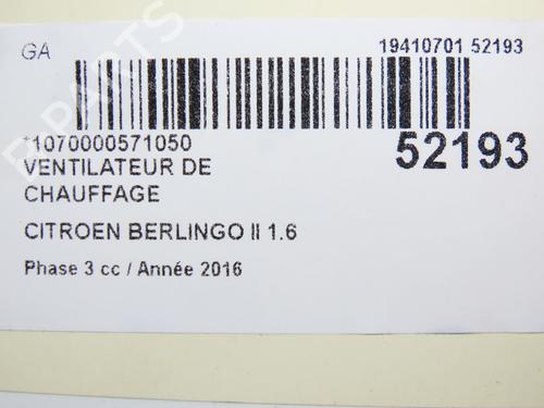 Heater blower motor CITROËN BERLINGO Box Body/MPV (B9) 1.6 BlueHDi 100 | BP28829345M62 