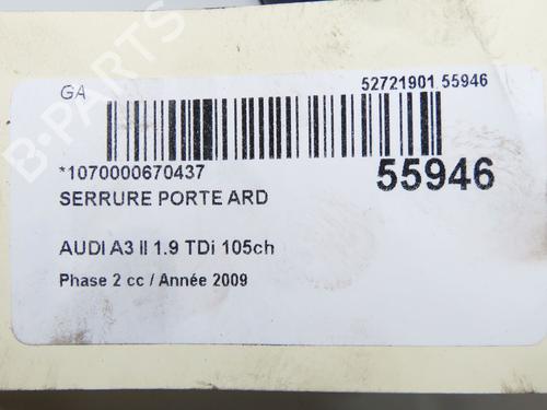 Used Rear right lock AUDI A3 Sportback (8PA) 1.9 TDI (105 hp) 31936014