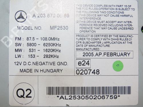 Radio MERCEDES-BENZ C-CLASS Coupe (CL203) C 220 CDI (203.708) (150 hp) 28968051