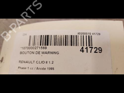 Used Warning switch RENAULT CLIO II (BB_, CB_) 1.2 (BB0A, BB0F, BB10, BB1K, BB28, BB2D, BB2H, CB0A,... (58 hp) 9612702