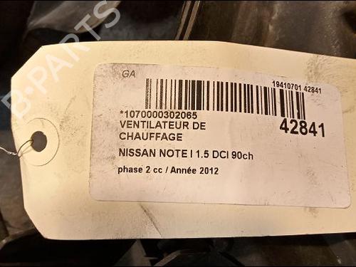 Used Heater blower motor NISSAN NOTE (E11, NE11) 1.5 dCi (90 hp) 9616692