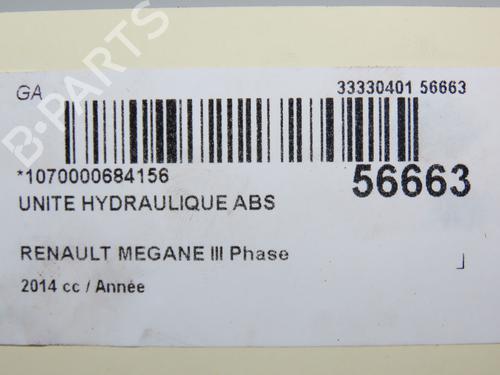 ABS Bremseaggregat RENAULT MEGANE III Hatchback (BZ0/1_, B3_) 1.2 TCe (BZ2B, BZ11) (116 hp) 30955804
