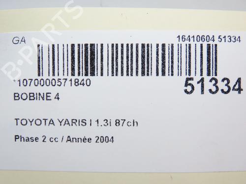 Used Ignition coil Ignition coil TOYOTA YARIS (_P1_) 1.3 (SCP12_, SCP13_, SCP12R, SCP13R) (87 hp) 28966972 28966972