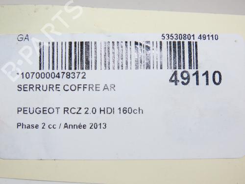 Tailgate lock PEUGEOT RCZ 2.0 HDi | BP26381300C101