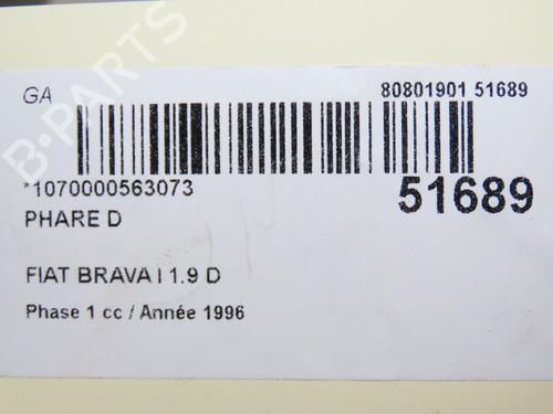 Used Right headlight FIAT BRAVA (182_) 1.9 D (65 hp) 22920176