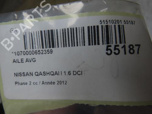 Forskærm venstre NISSAN QASHQAI I (J10, NJ10) 1.6 dCi All-wheel Drive (130 hp) 31056238