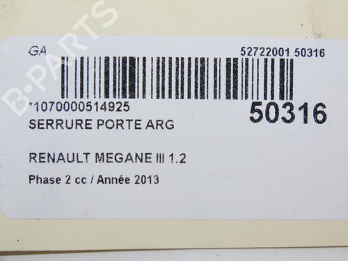 Rear left lock RENAULT MEGANE III Hatchback (BZ0/1_, B3_) 1.2 TCe (BZ2B, BZ11) | BP19162226C100 