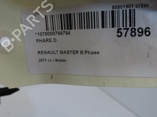 Used Right headlight Right headlight RENAULT MASTER III Van (FV) 2.3 dCi 125 FWD (FV0C, FV0D, FV0G, FV0H, FV0J, FV0K,... (125 hp) 40437984 40437984