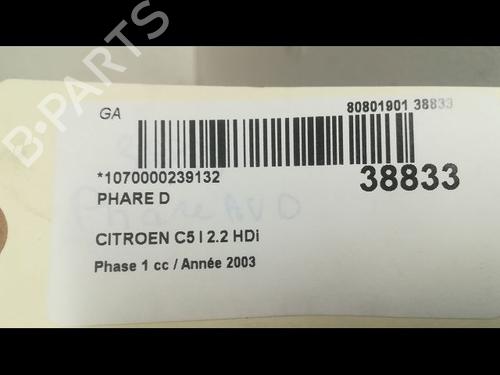 Used Right headlight CITROËN C5 I (DC_) 2.2 HDi (DC4HXB, DC4HXE) (133 hp) 9608550