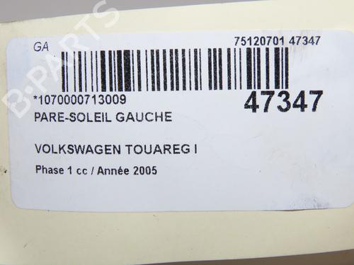 Left sun visor VW TOUAREG (7LA, 7L6, 7L7) 5.0 V10 TDI | BP32432982I1