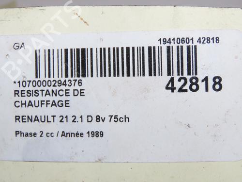 Used Heater resistor Heater resistor RENAULT 21 (B48_) 2.1 D (B48V/B48O) (72 hp) 34356974 34356974