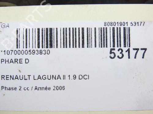 Right headlight RENAULT LAGUNA II (BG0/1_) 1.9 dCi (BG13) | BP28832470C29 