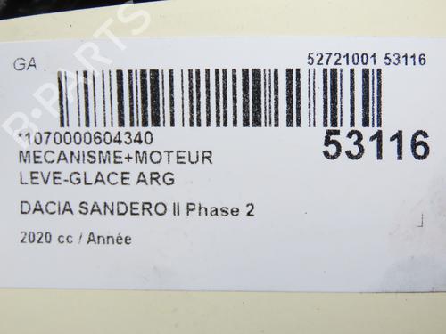 Used Rear left window mechanism DACIA SANDERO II 1.0 LPG (B8ML) (101 hp) 28831826