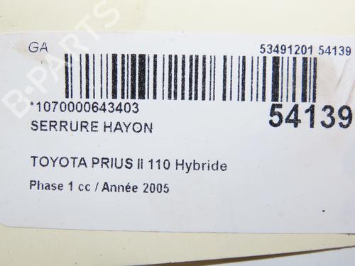 Used Tailgate lock TOYOTA PRIUS Liftback (_W2_) 1.5 Hybrid (NHW2_) (113 hp) 28832245