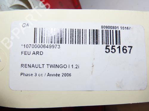 Used Right taillight RENAULT TWINGO I (C06_) 1.2 16V (C06C, C06D, C06K) (75 hp) 29551220