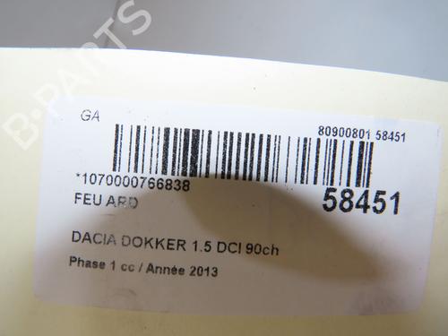 Used Right taillight Right taillight DACIA DOKKER MPV (KE_) 1.5 dCi (KEAJ, KEAH) (90 hp) 40554335 40554335