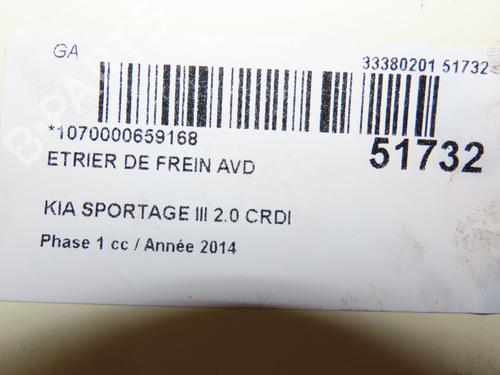 Used Right front brake caliper KIA SPORTAGE III (SL) 2.0 CRDi AWD (136 hp) 28967690