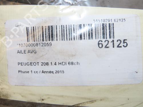 Used Left front fenders Left front fenders PEUGEOT 208 I (CA_, CC_) 1.4 HDi (68 hp) 40205520 40205520