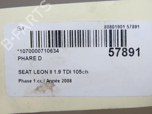 Right headlight SEAT LEON (1P1) 1.9 TDI | BP33860711C29 - Image 5