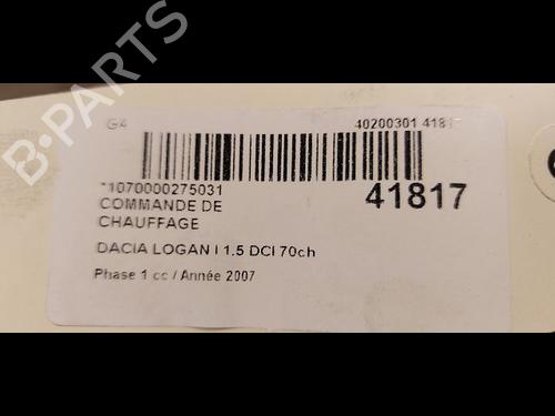 Comando chauffage DACIA LOGAN MCV (KS_) 1.5 dCi (KS0K) (68 hp) 9613468