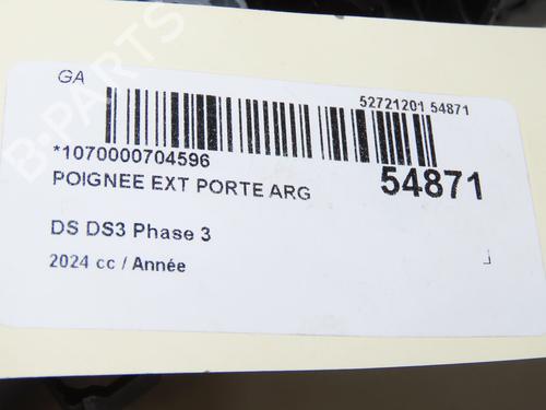 Used Rear left exterior door handle DS DS 3 / DS 3 CROSSBACK (UR_, UC_, UJ_) 1.2 PureTech 130 (URHNSS) (131 hp) 31748010