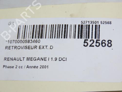 Used Right mirror RENAULT MEGANE I (BA0/1_) 1.9 dCi (BA05, BA1F) (102 hp) 28802000