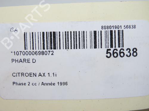 Used Right headlight CITROËN AX (ZA-_) 11 (60 hp) 31179752