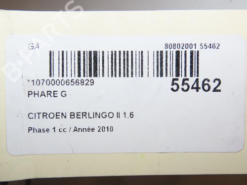 Faro izquierdo CITROËN BERLINGO MULTISPACE (B9) 1.6 HDi 110 (109 hp) 29441829