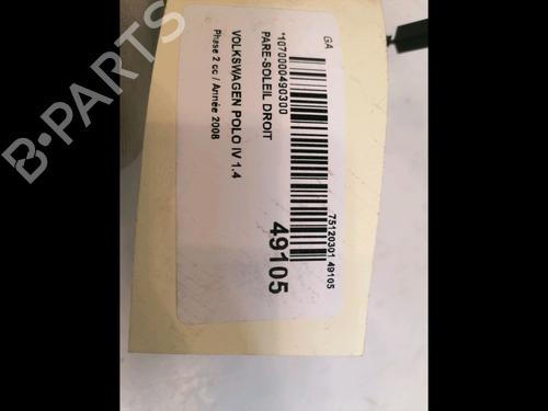 Used Right sun visor Right sun visor VW POLO IV (9N_, 9A_) 1.4 TDI (80 hp) 16572933 16572933