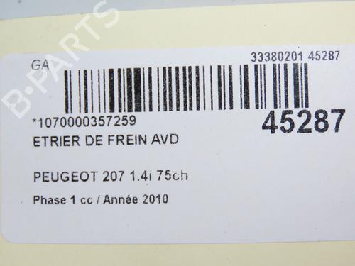 Used Right front brake caliper PEUGEOT 207 (WA_, WC_) 1.4 (73 hp) 14877706