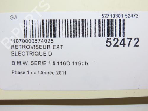 Used Right mirror BMW 1 (F20) 116 d (116 hp) 28831364