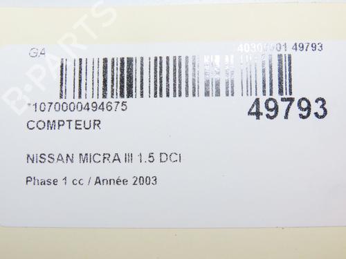 Used Instrument cluster NISSAN MICRA III (K12) 1.5 dCi (82 hp) 29441730