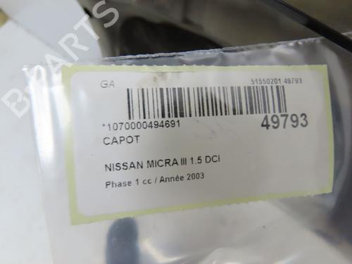 Used Hood NISSAN MICRA III (K12) 1.5 dCi (82 hp) 28831006