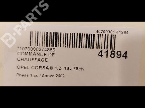 AC Styreenhet / Manøvreringsenhet OPEL CORSA C (X01) 1.2 (F08, F68) | BP9613237I5 