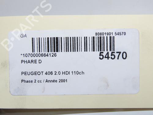 Used Right headlight Right headlight PEUGEOT 406 (8B) 2.0 HDI 110 (109 hp) 33059463 33059463