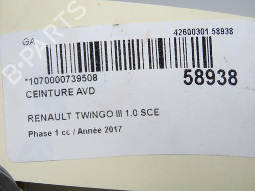 Front right seatbelt RENAULT TWINGO III (BCM_, BCA_) 1.0 SCe 70 (BCMB) | BP37275891I25  - Image 7