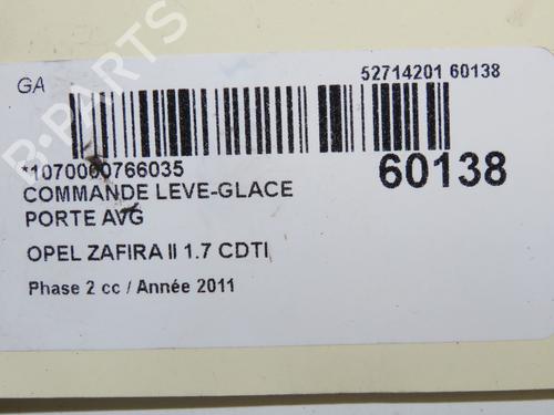 Used Left front window switch Left front window switch OPEL ZAFIRA / ZAFIRA FAMILY B (A05) 1.7 CDTI (M75) (110 hp) 40437953 40437953