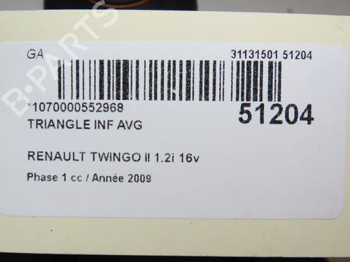 Left front suspension arm RENAULT TWINGO II (CN0_) 1.2 16V (CN0K, CN0V, CN0A) | BP19326505M12 