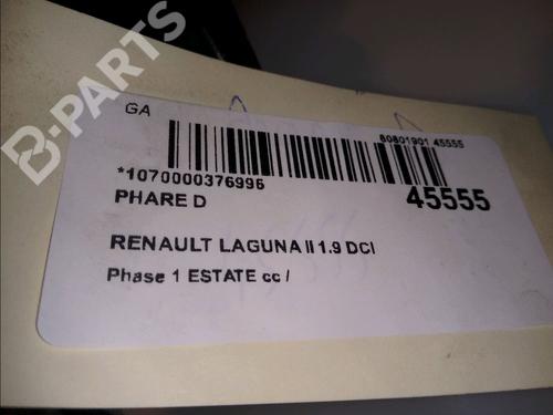 Right headlight RENAULT LAGUNA II Grandtour (KG0/1_) 1.9 dCi (KG0G) | BP11739291C29 