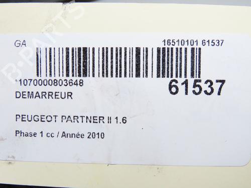 Used Starter Starter PEUGEOT PARTNER Box Body/MPV 1.6 HDi 16V (90 hp) 40110593 40110593